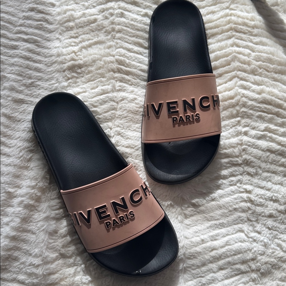 Givenchy Black and Pink Logo Slides